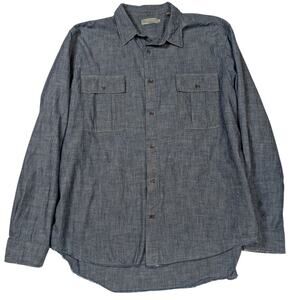 Vince. Long Sleeve Collared Button Down Chambray Shirt Blue Size XXL